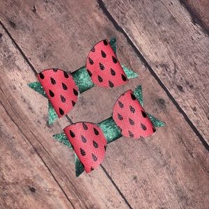 Hair bows, handmade pig tail set